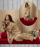 3 Piece Silk Gold Embroidered Suit
