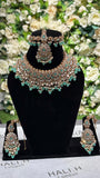Sea green kundan style jewellery set
