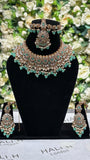 Sea green kundan style jewellery set