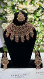 Antique gold and maroon traditional bridal set