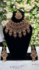 Antique gold and maroon traditional bridal set