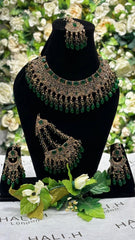 antique gold and emerald bridal set