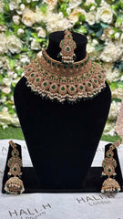 Green and gold bridal set